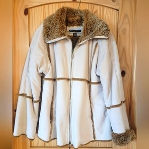 UNIQUE suede/faux fur Coat Large